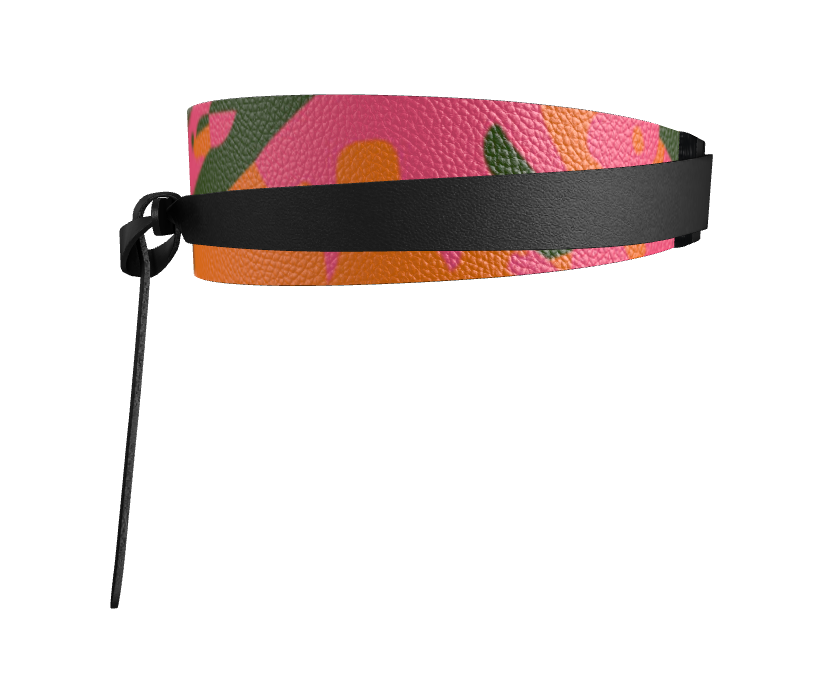 WORTHY Textured Nappa Leather Wrap Belt - Fan Orange/Pink/Green