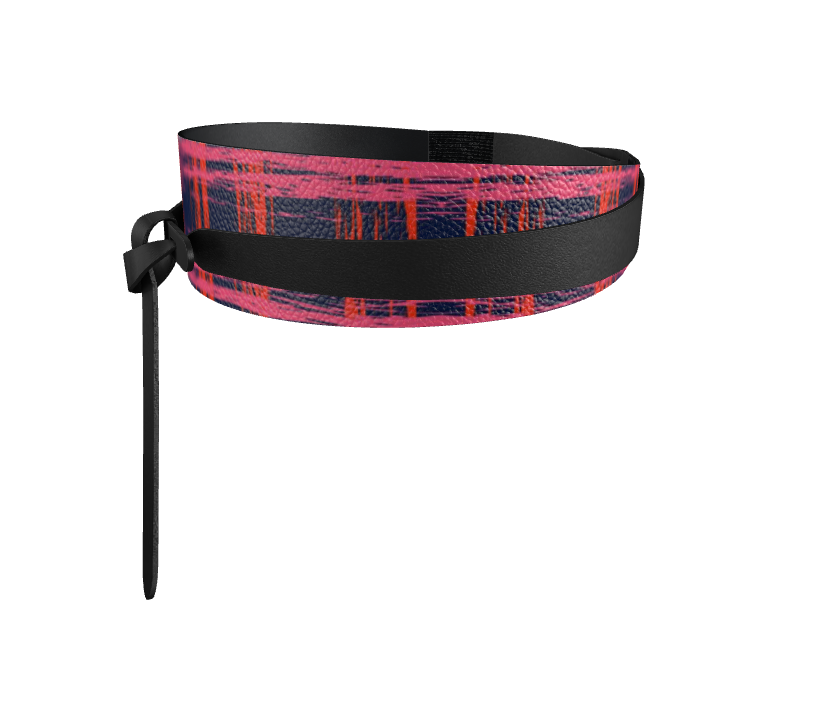 WORTHY Textured Nappa Leather Wrap Belt - Zapillo Plaid Red/Pink/Blue