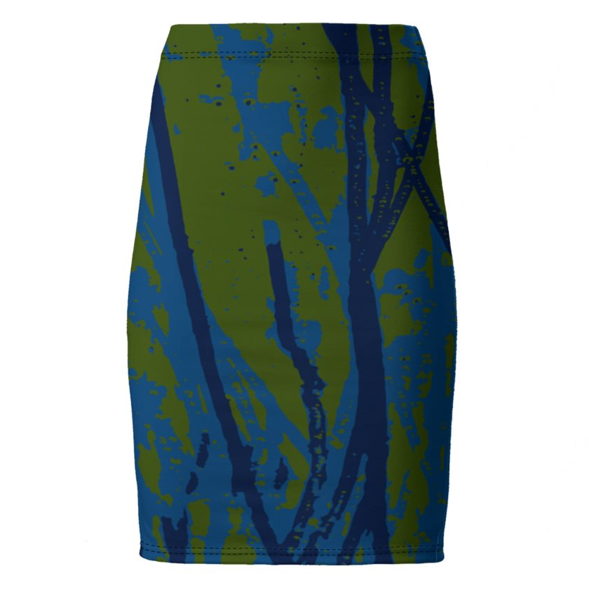 PARADISE High-Waisted Pencil Skirt - Esther Green/Blue