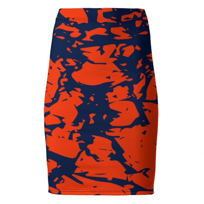 PARADISE High-Waisted Pencil Skirt - Zapillo Swash Red/Blue