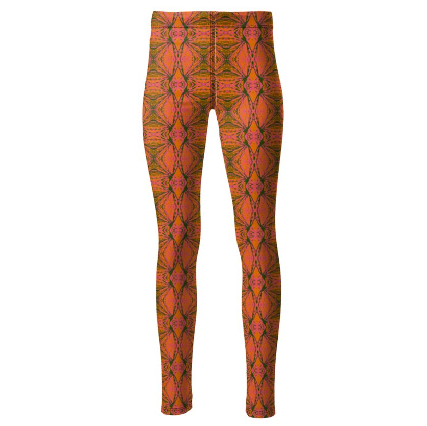 LEGENDARY High-Waisted Leggings - Fan Geometric Orange/Pink/Green