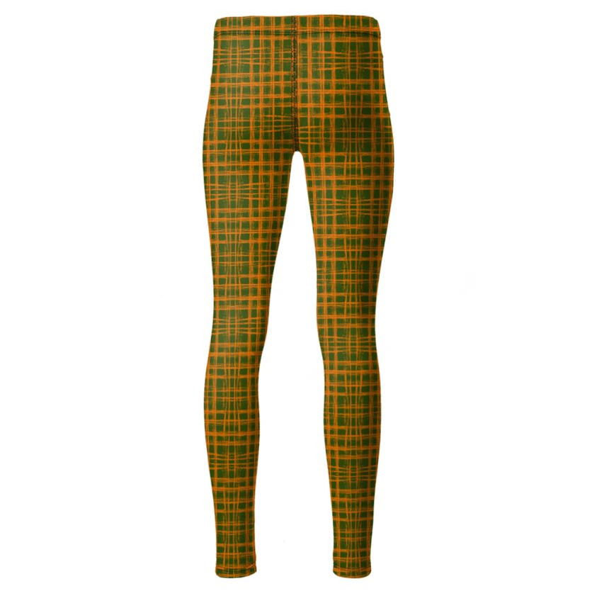 LEGENDARY High-Waisted Leggings - Zapillo Plaid Green/Orange